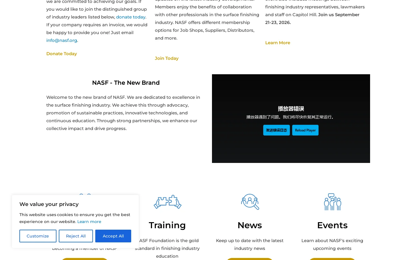 NASF Homepage screenshot