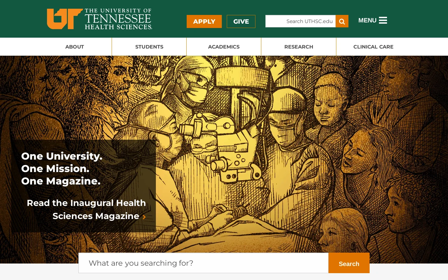 The University of Tennessee Health Science Center (UTHSC) Homepage screenshot