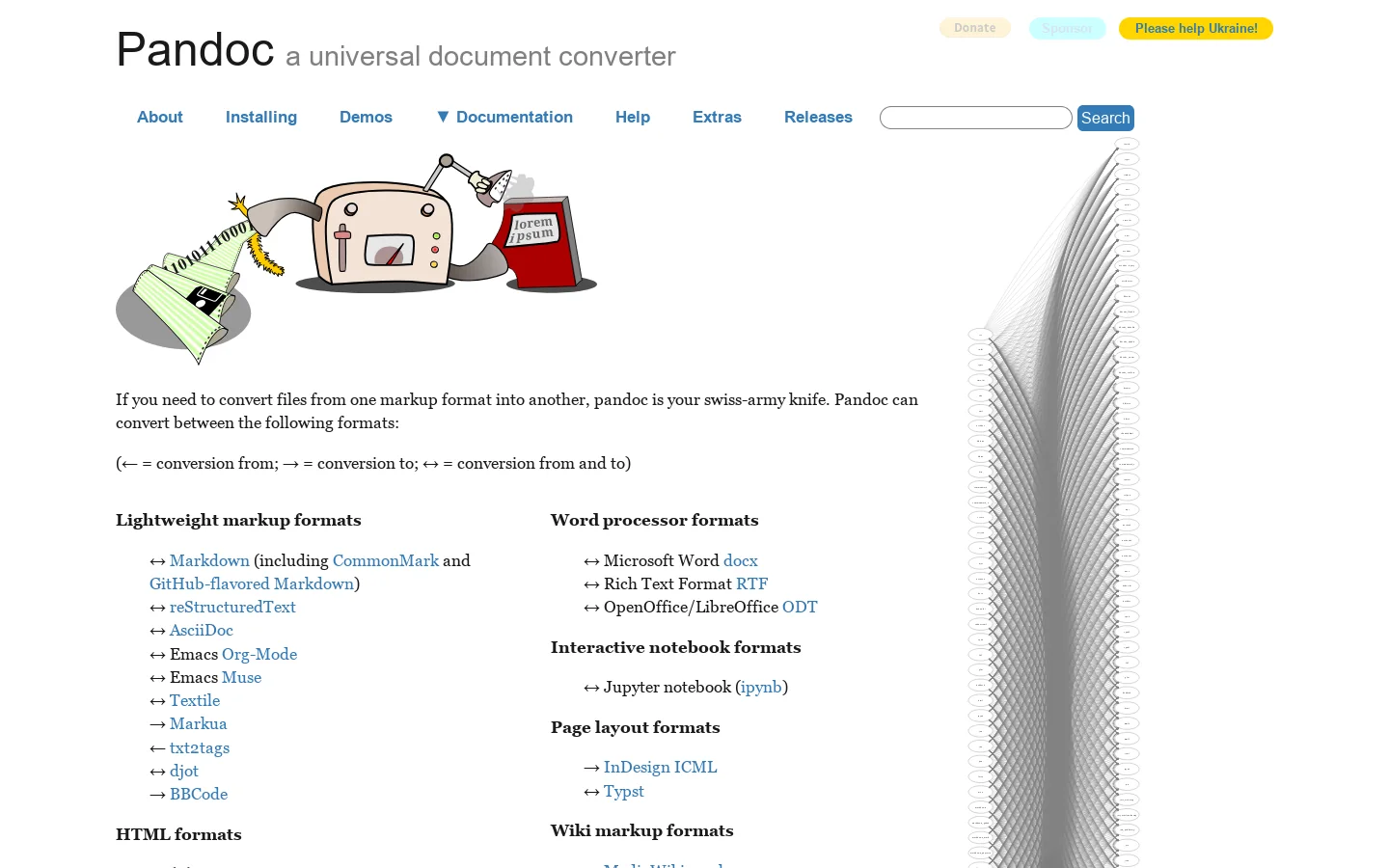 Pandoc Homepage screenshot