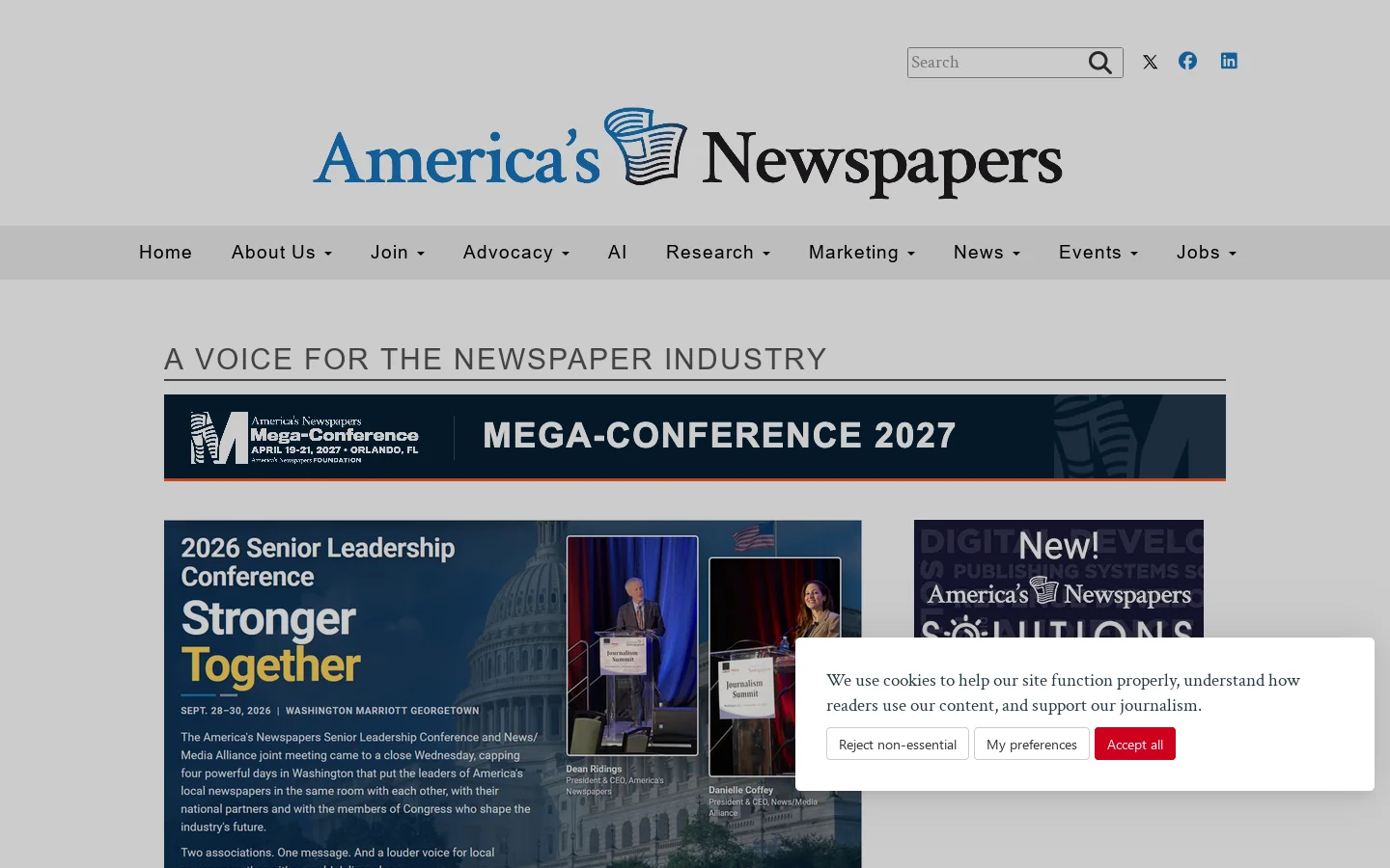 America's Newspapers Homepage screenshot