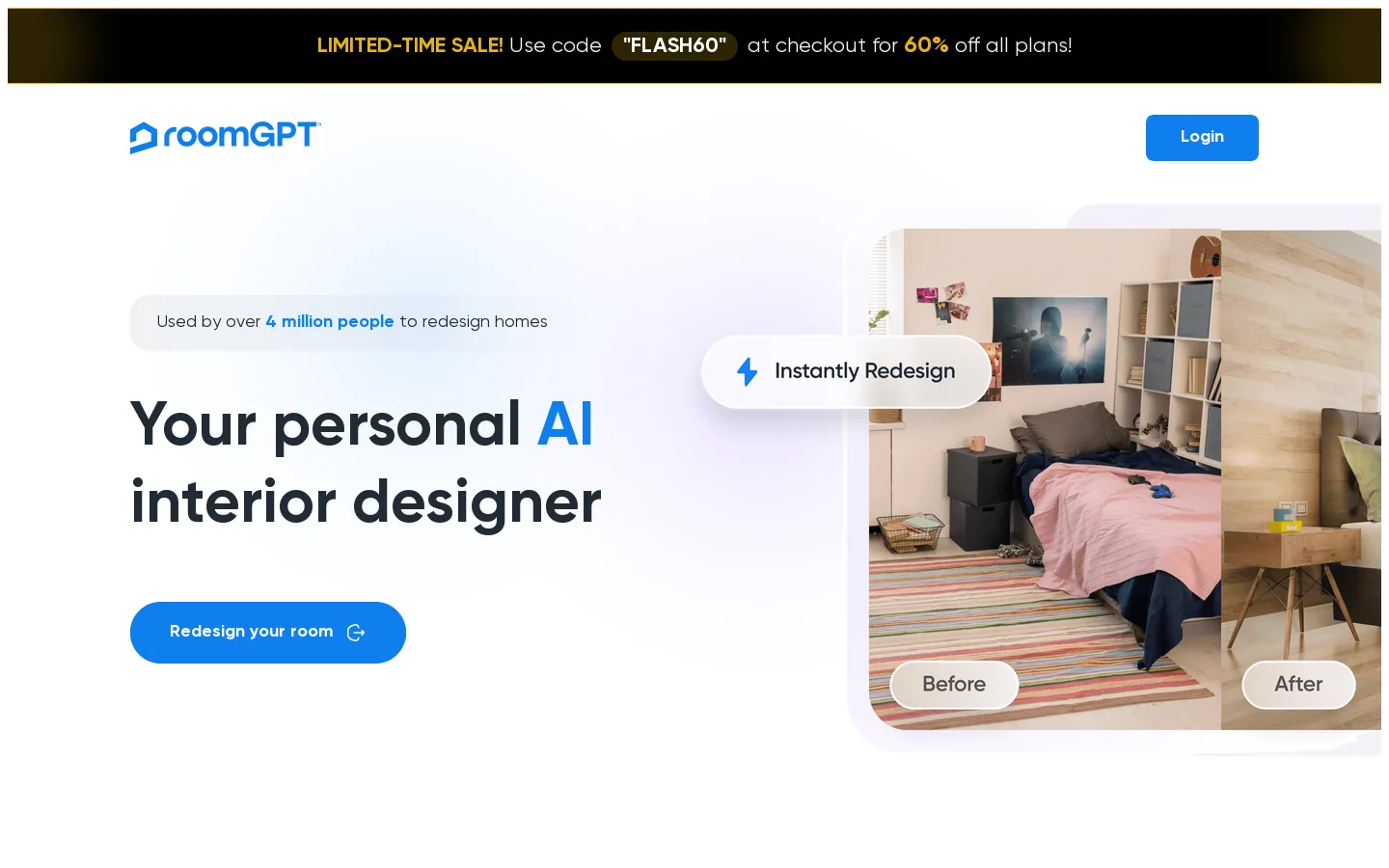 RoomGPT Homepage screenshot