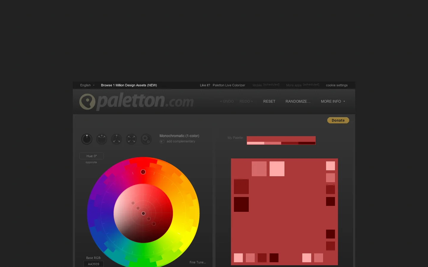 Paletton Homepage screenshot