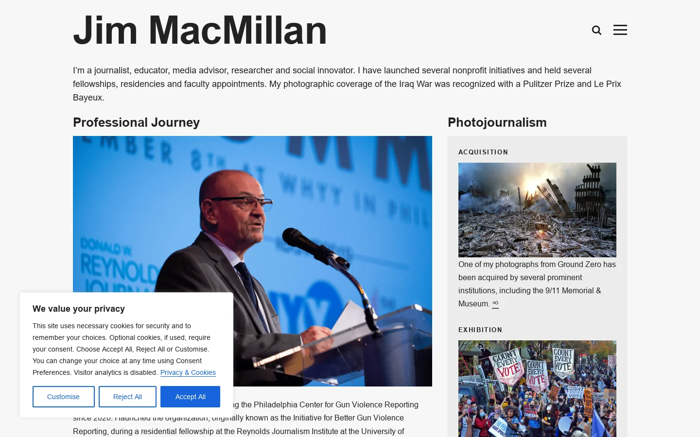 Jim MacMillan Homepage screenshot