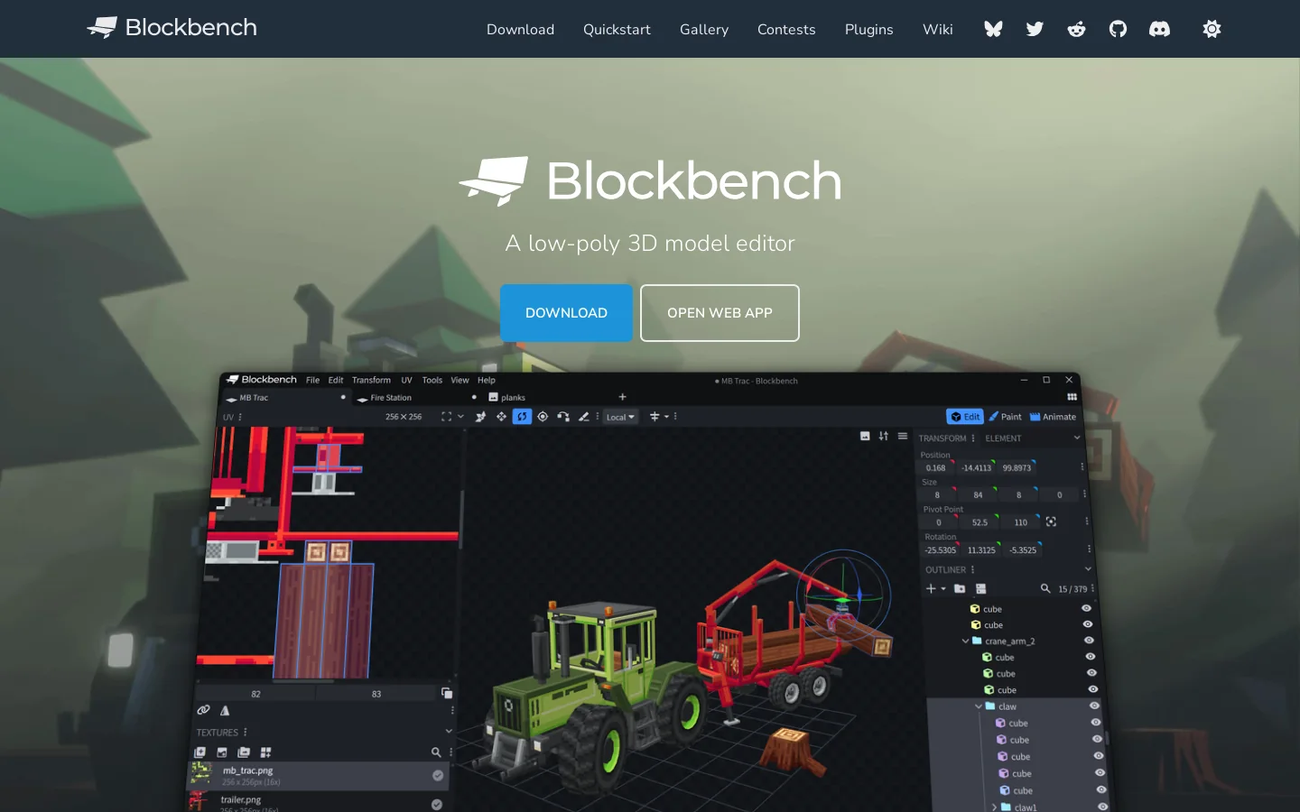 Blockbench Homepage screenshot