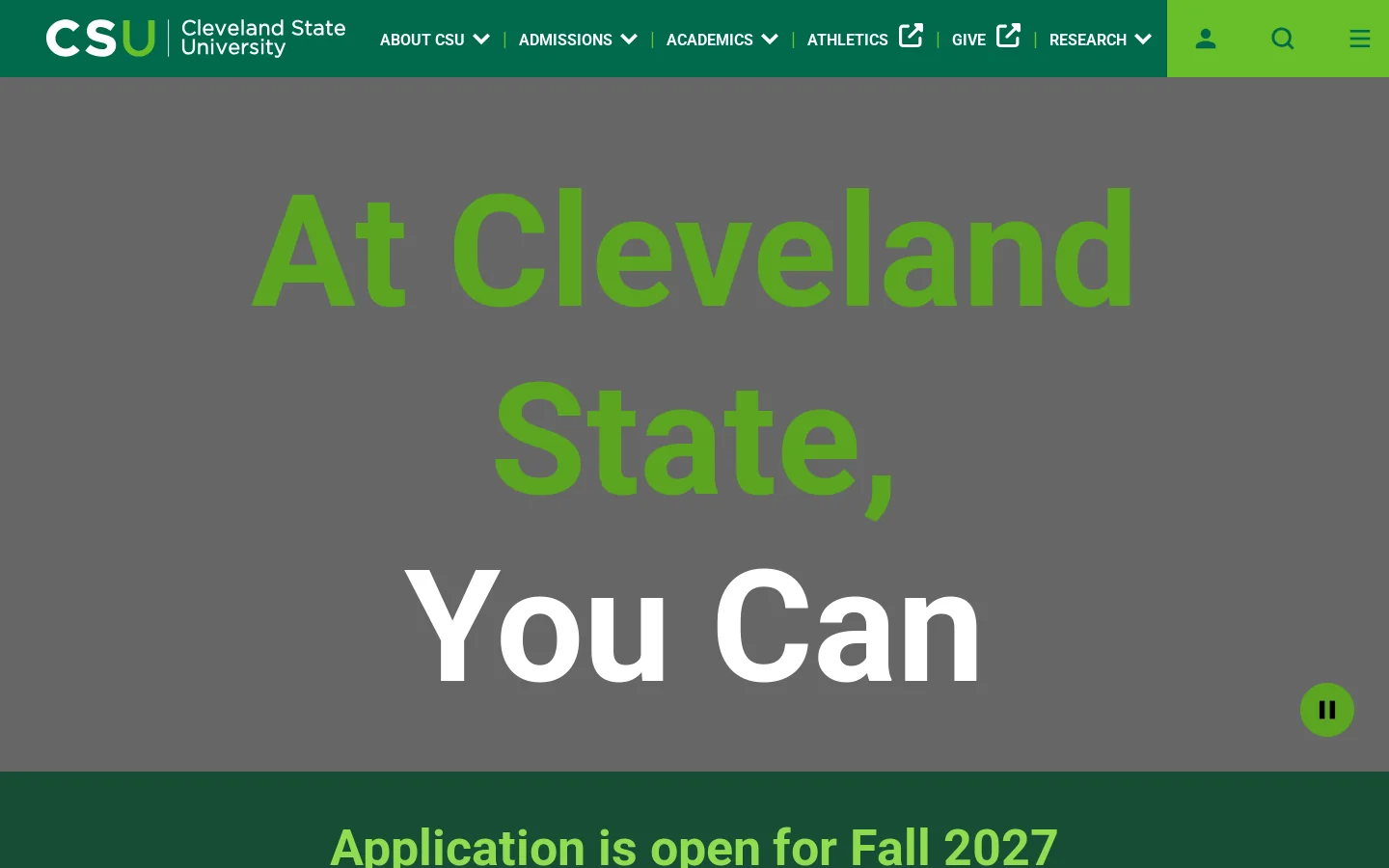 Cleveland State University Home | Cleveland State University Homepage screenshot