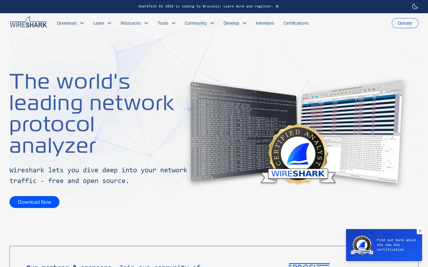 Wireshark • Go Deep Homepage screenshot