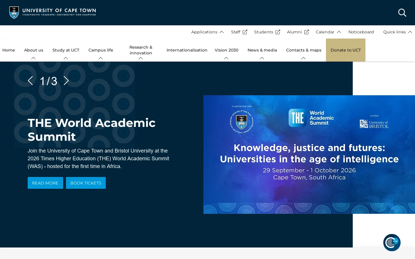 Home | University of Cape Town Homepage screenshot