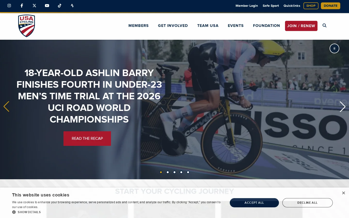 USA Cycling Homepage screenshot