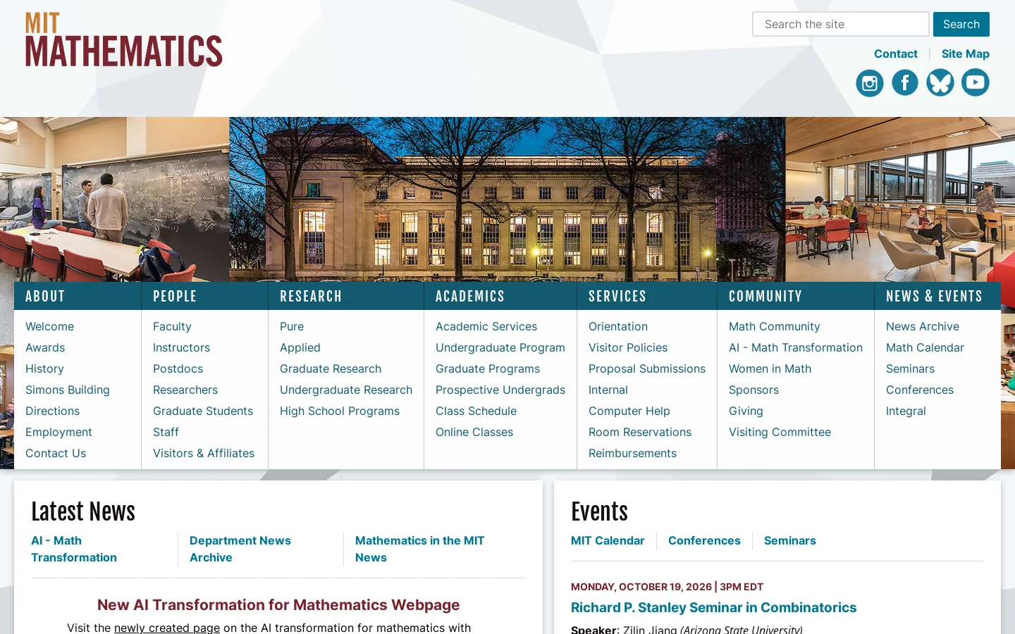 MIT Mathematics Homepage screenshot