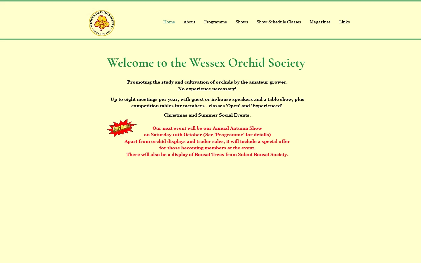 Wessex Orchid Society Homepage screenshot