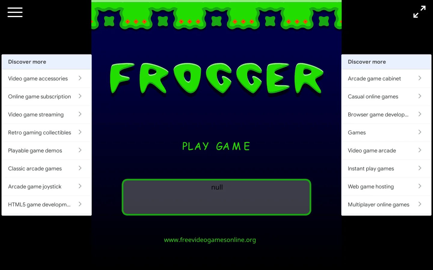 Frogger - Play Game Instantly! Homepage screenshot