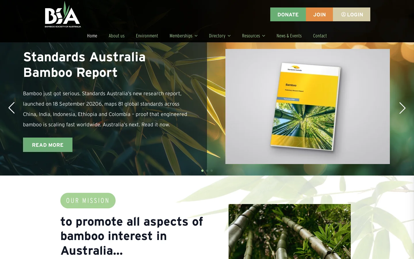 Bamboo Society of Australia Homepage screenshot