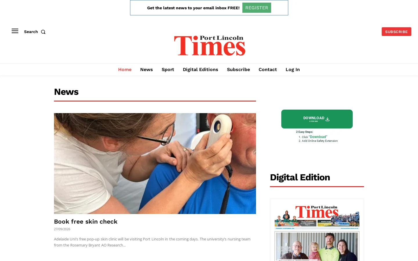 Port Lincoln Times Homepage screenshot