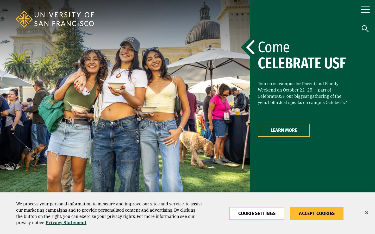 University of San Francisco Homepage | University of San Francisco Homepage screenshot