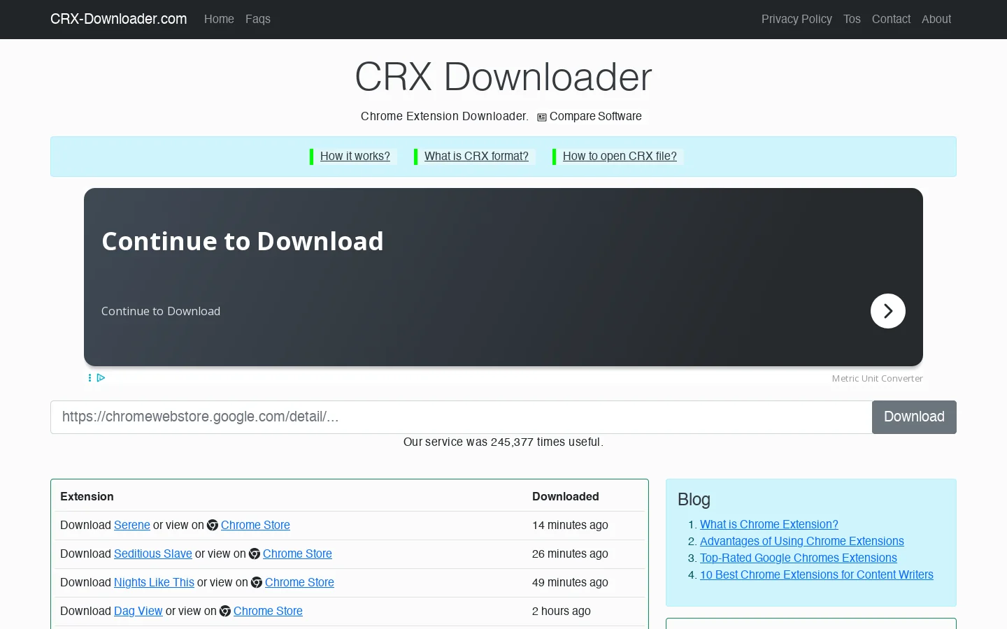 CRX Downloader Homepage screenshot