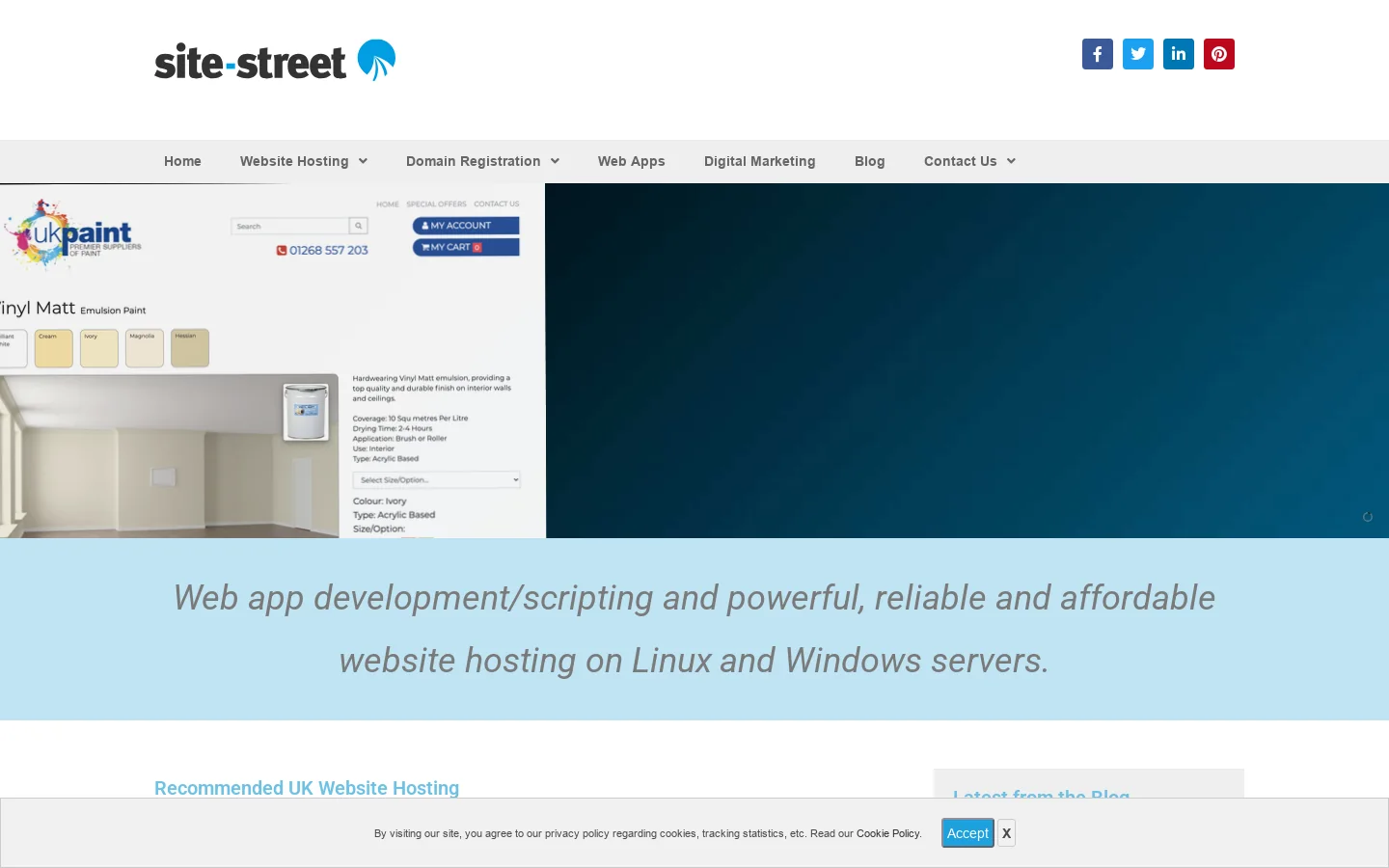 Recommended website hosting, domains, design, scripting by Site-Street Homepage screenshot
