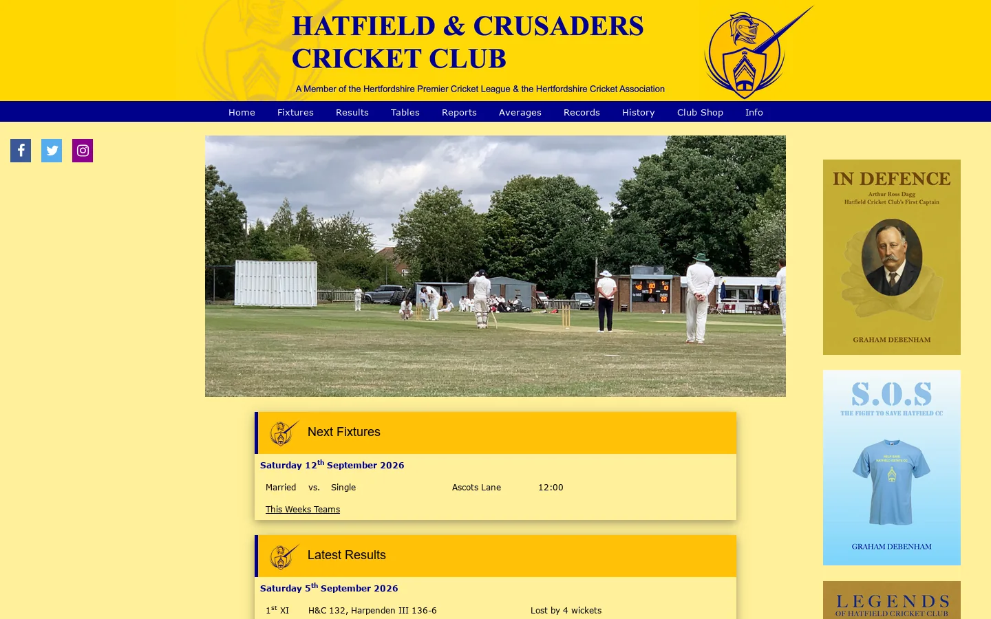 Hatfield & Crusaders Cricket Club Homepage screenshot