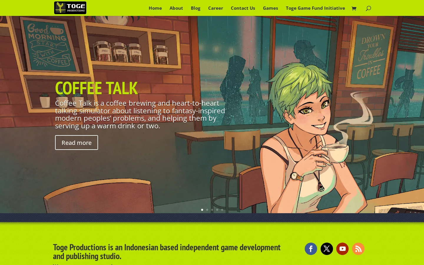 Toge Productions Homepage screenshot