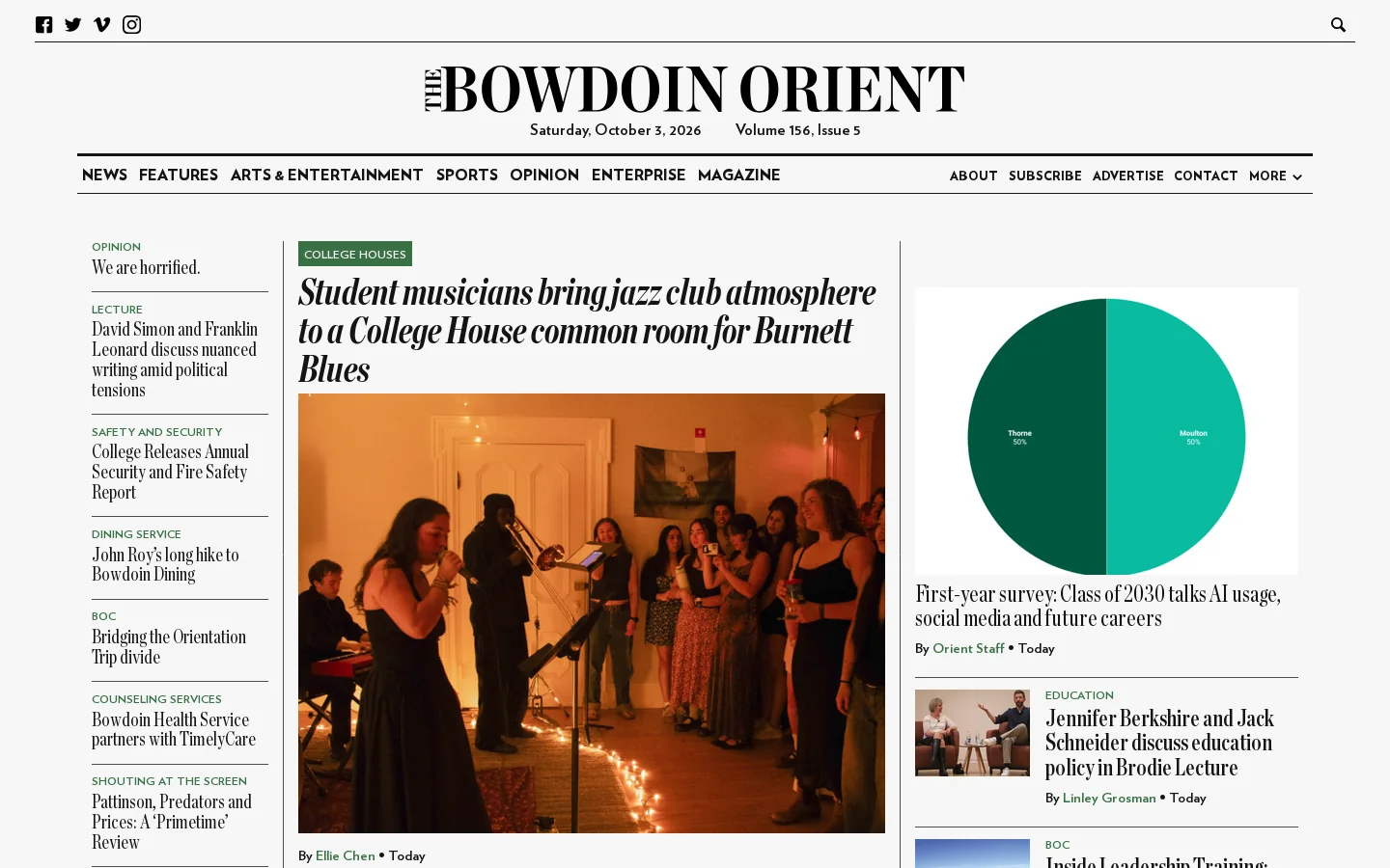 The Bowdoin Orient – The nation’s oldest continuously published college weekly Homepage screenshot