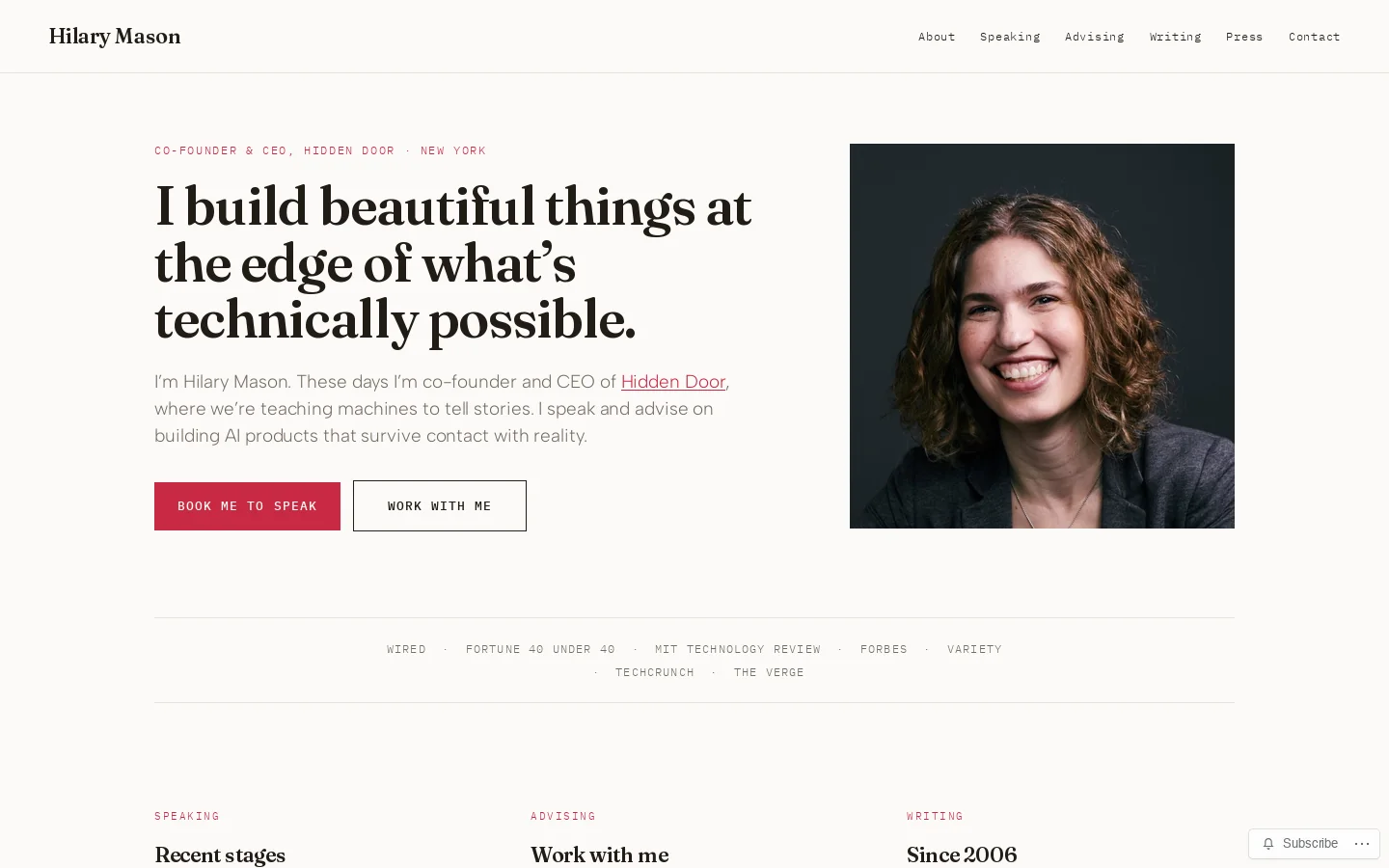 Hilary Mason Homepage screenshot