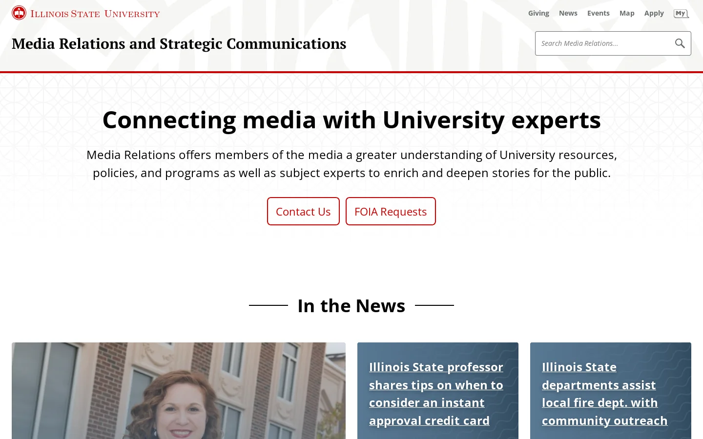 Media Relations and Strategic Communications Homepage screenshot