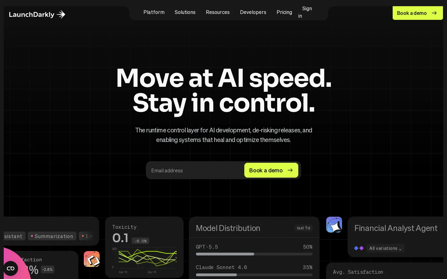 LaunchDarkly Homepage screenshot