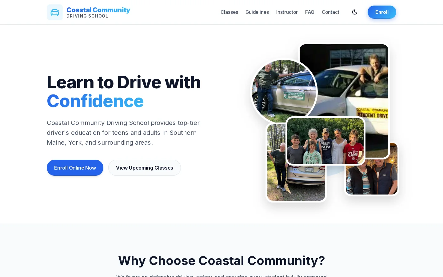 Coastal Community Driving School | York, ME Homepage screenshot