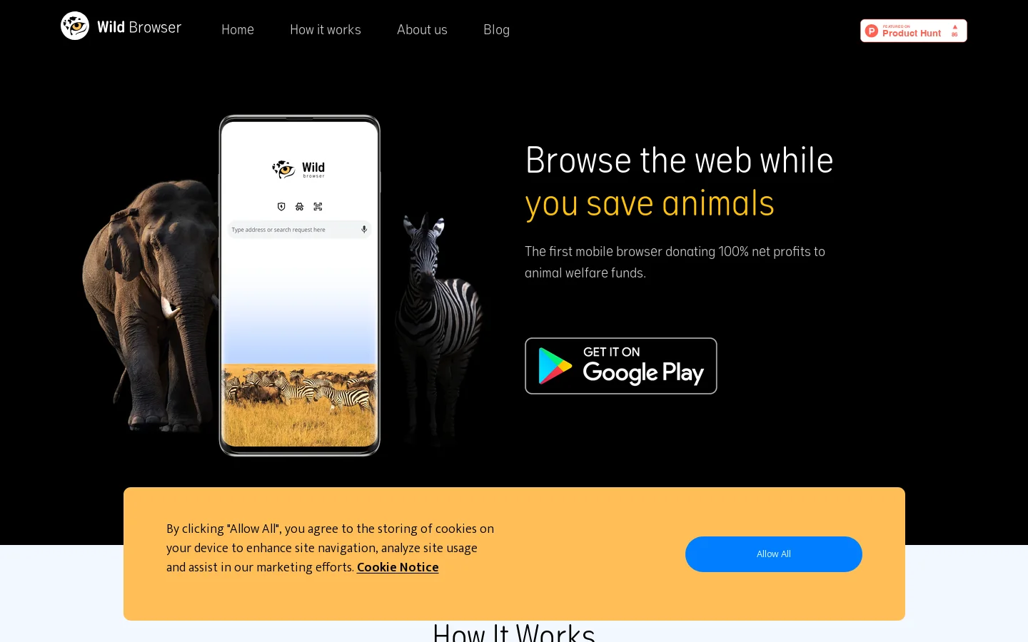 Wildbrowser Homepage screenshot
