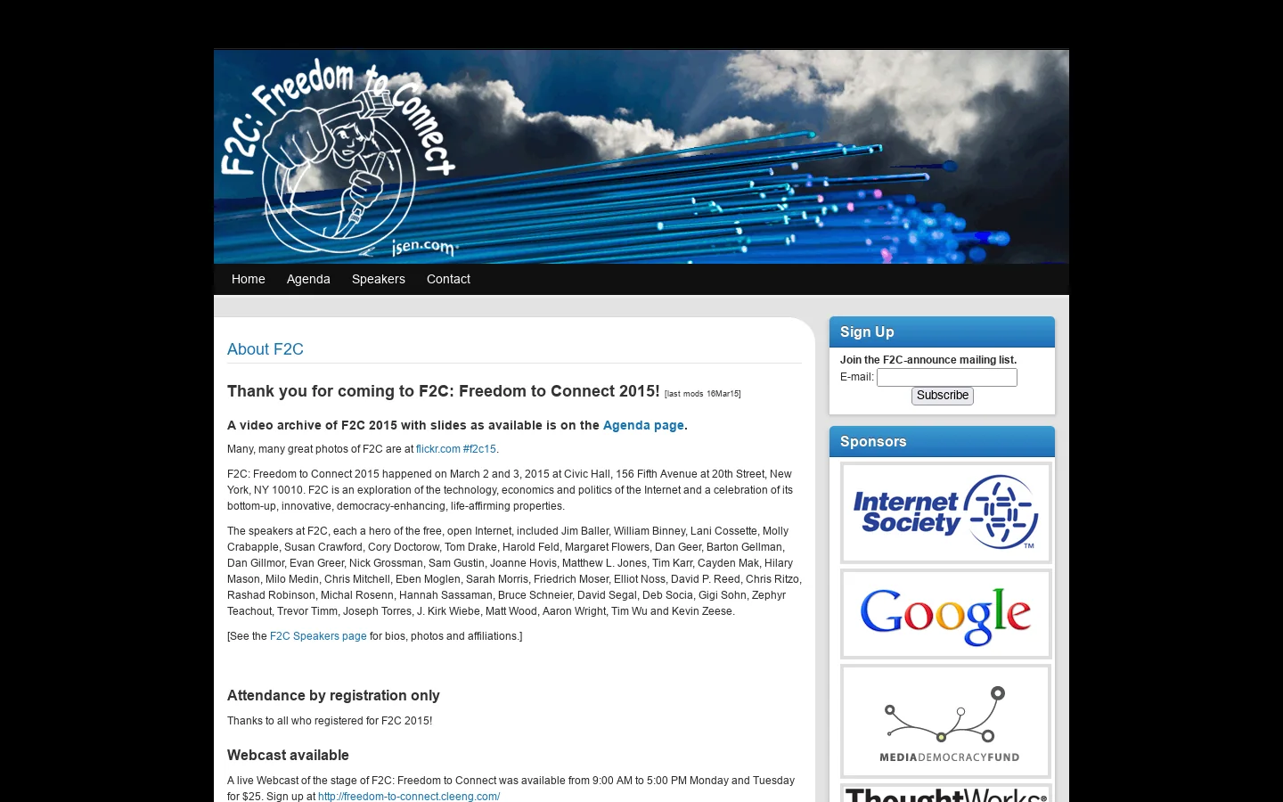Freedom to Connect » March 2 & 3, 2015, NYC Homepage screenshot