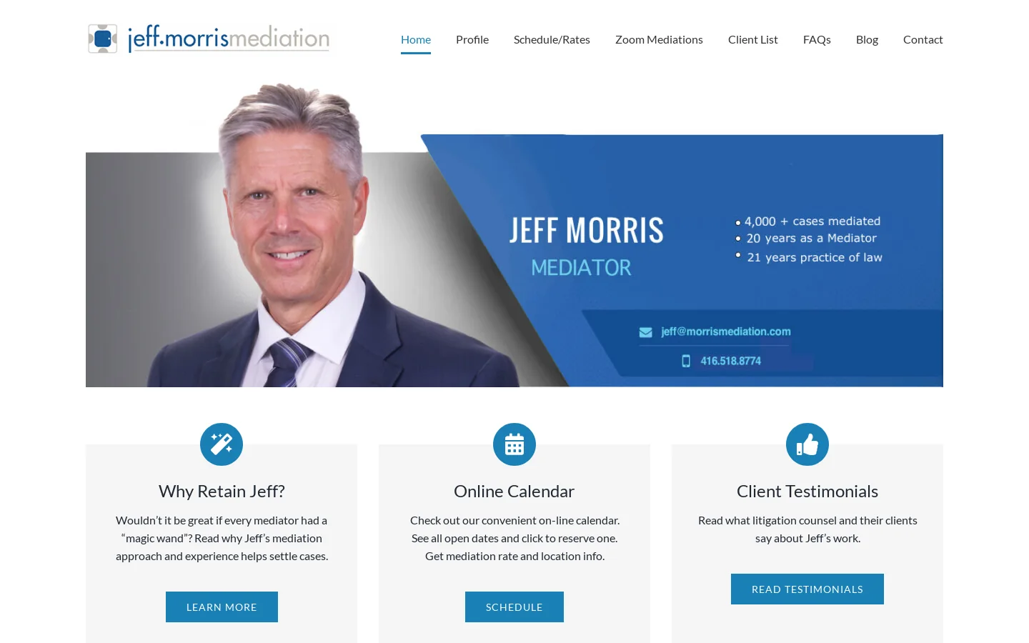 Jeff Morris Mediation Homepage screenshot