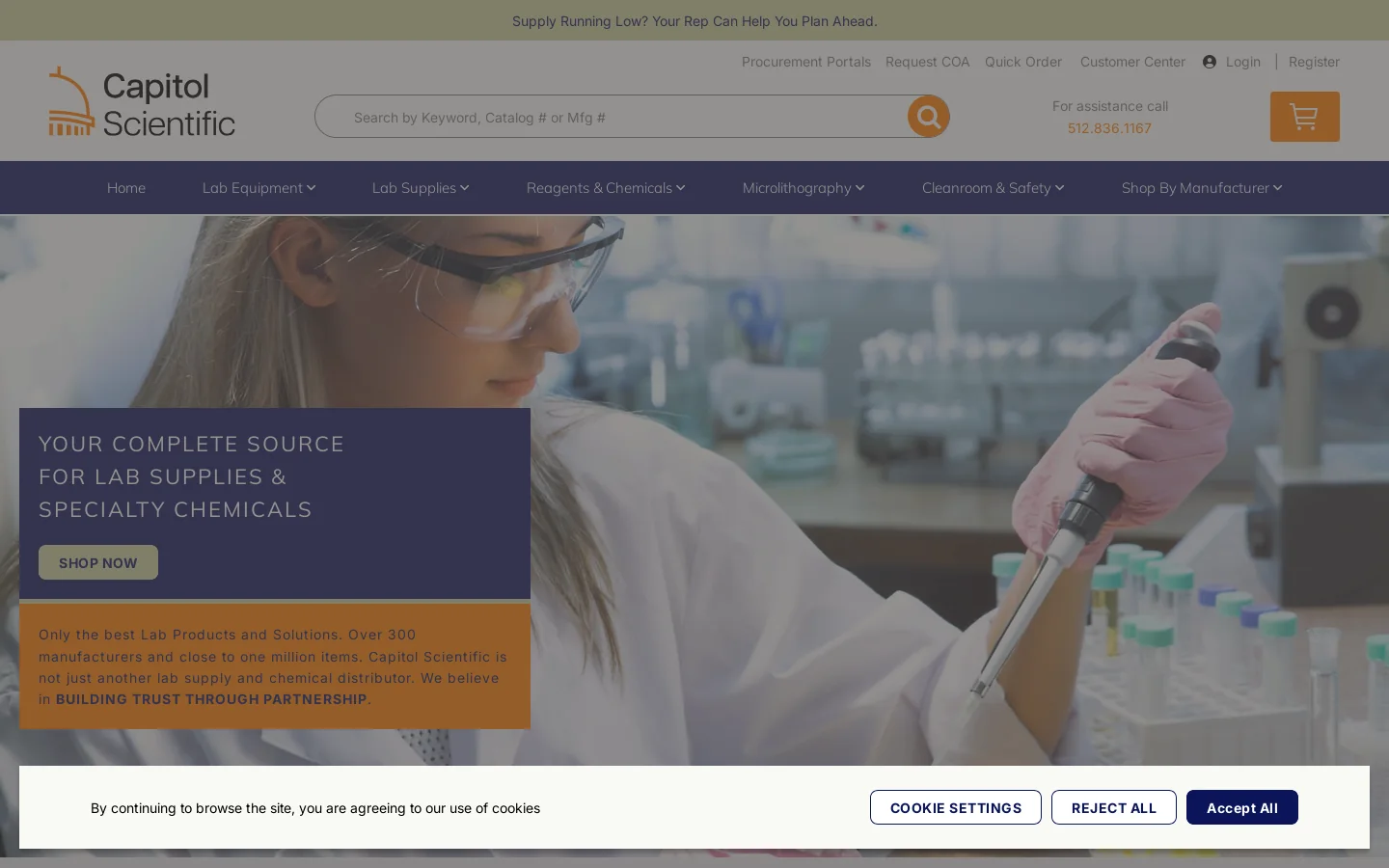 Capitol Scientific Homepage screenshot