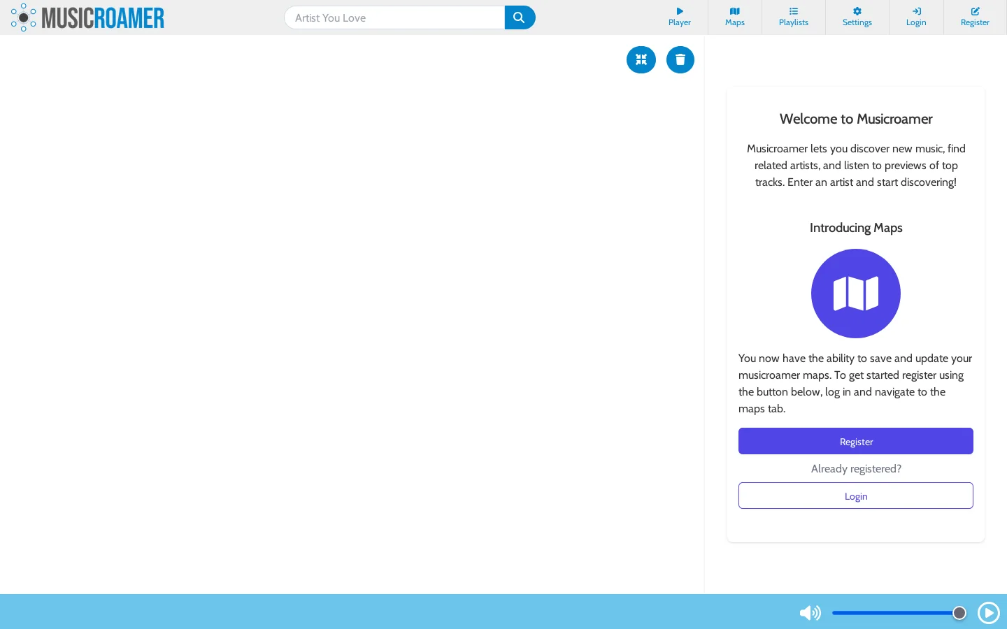 Musicroamer Homepage screenshot