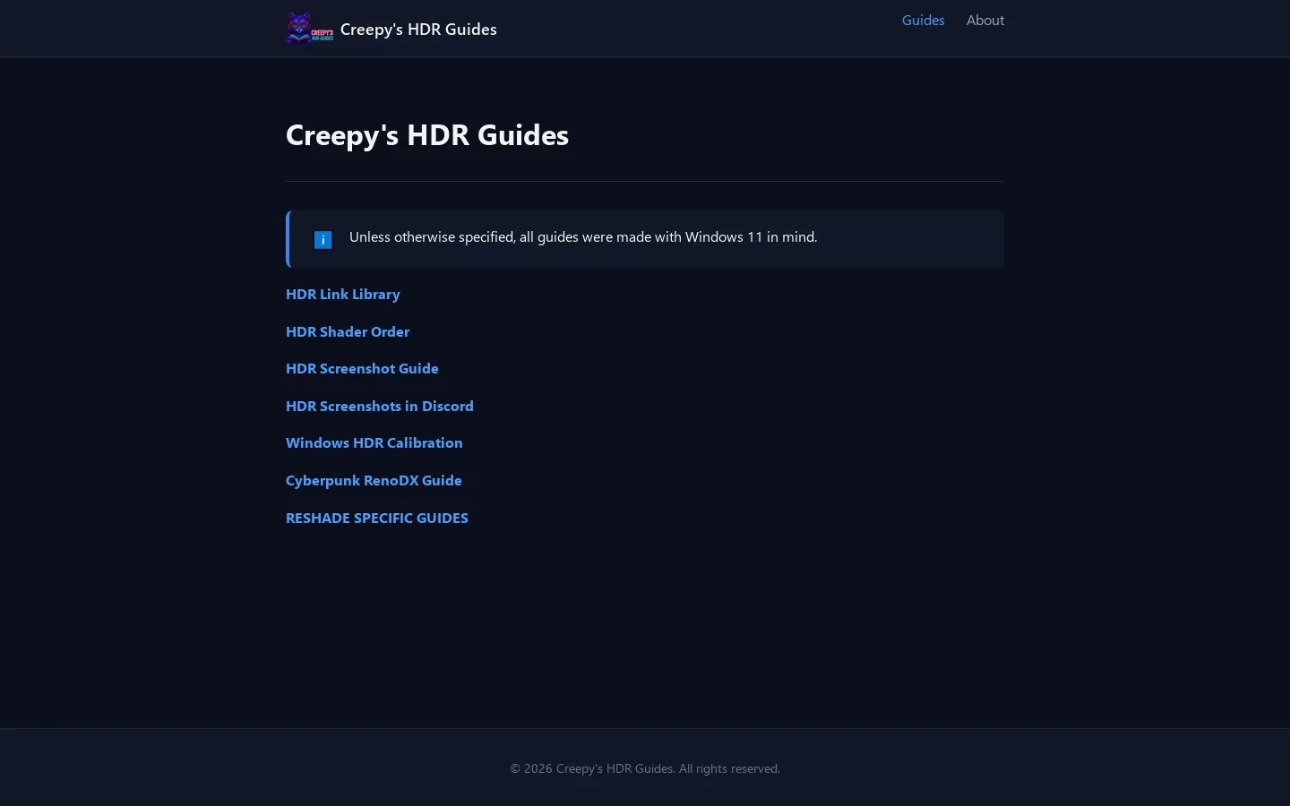 Creepy's HDR Guides | Creepy's HDR Guides Homepage screenshot