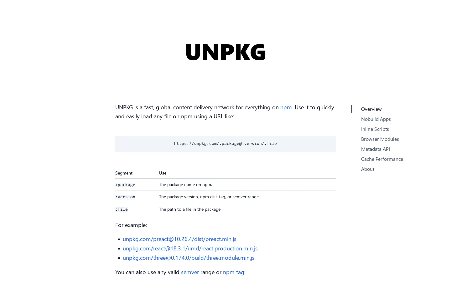 UNPKG Homepage screenshot