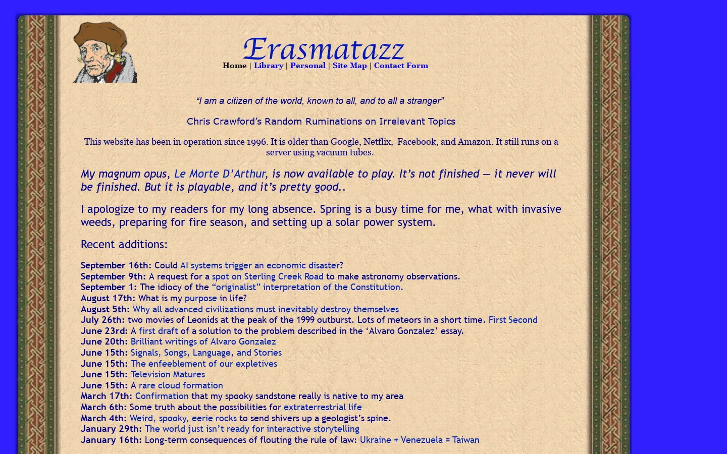 Home | Interactive Storytelling Tools for Writers | Chris Crawford Homepage screenshot
