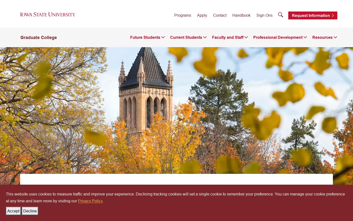 Graduate College Homepage screenshot
