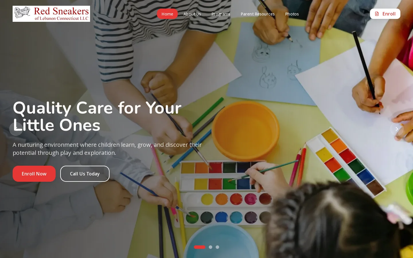 Red Sneakers Learning Center | Quality Daycare & Early Education in Lebanon, CT Homepage screenshot
