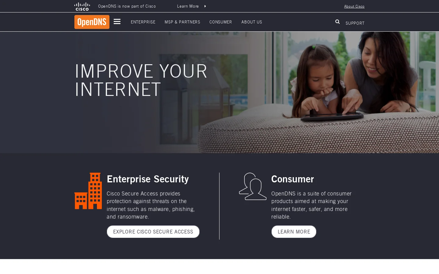 Cloud Delivered Enterprise Security by OpenDNS Homepage screenshot