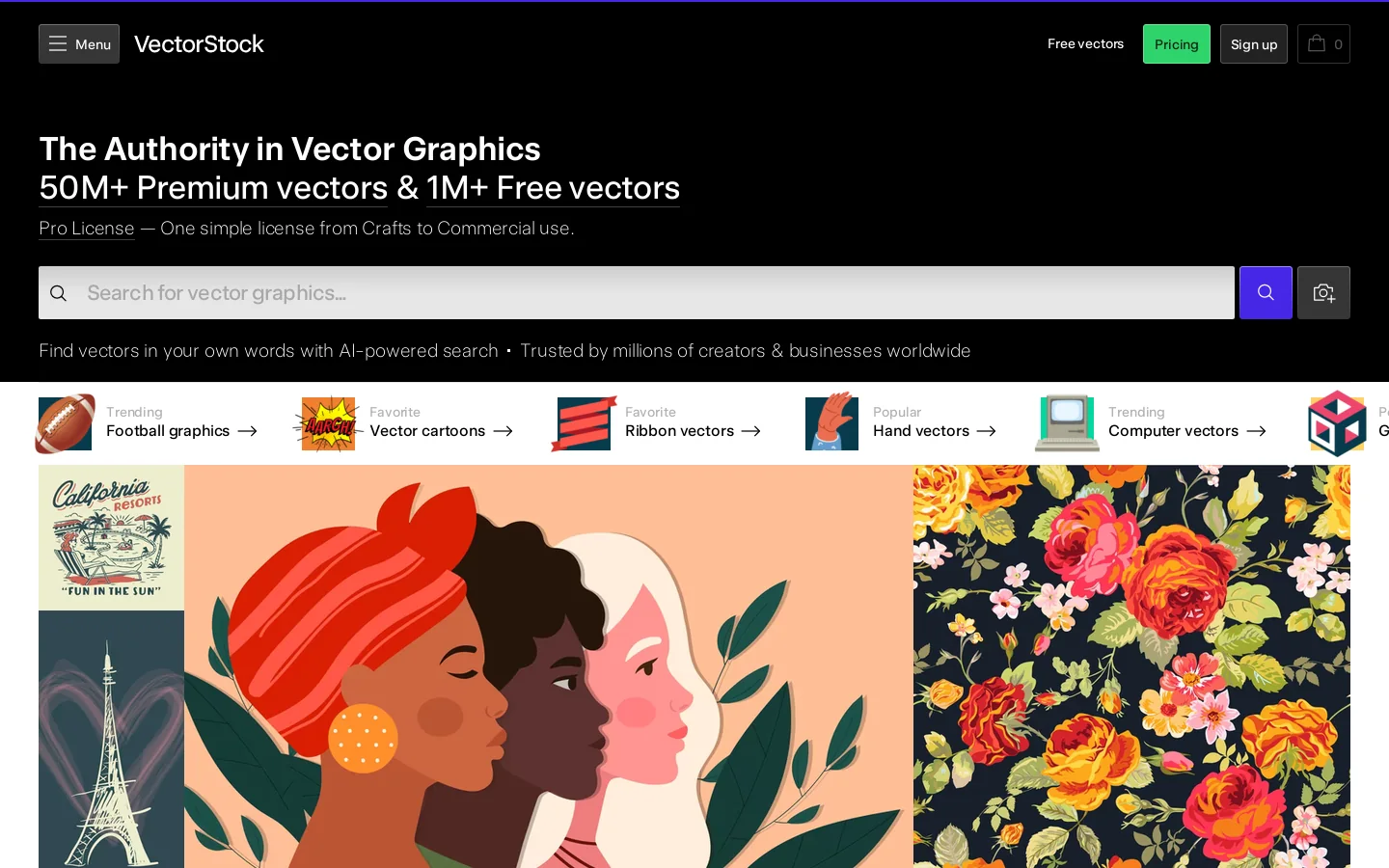 VectorStock Homepage screenshot