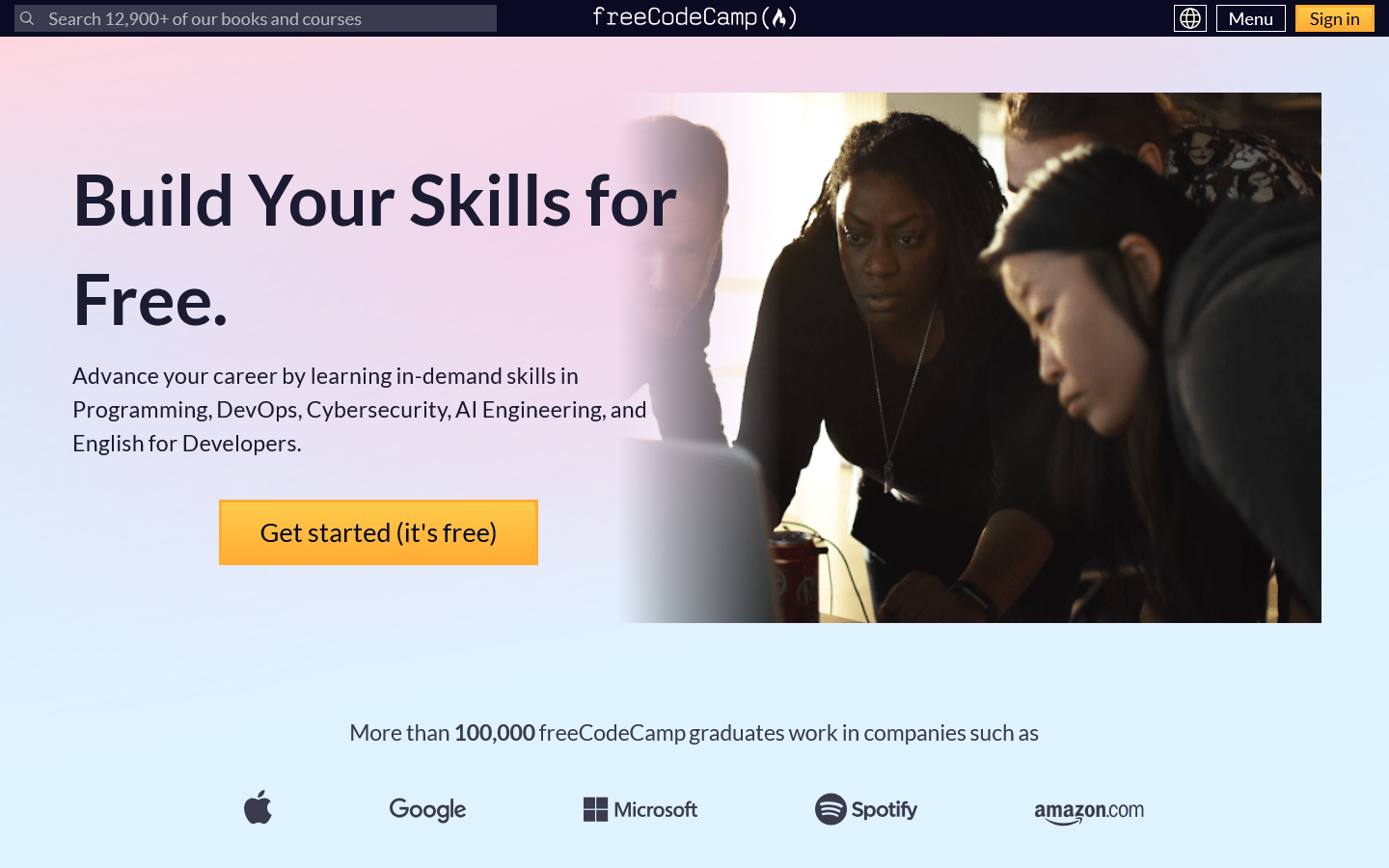 Learn to Code — For Free — Coding Courses for Busy People Homepage screenshot