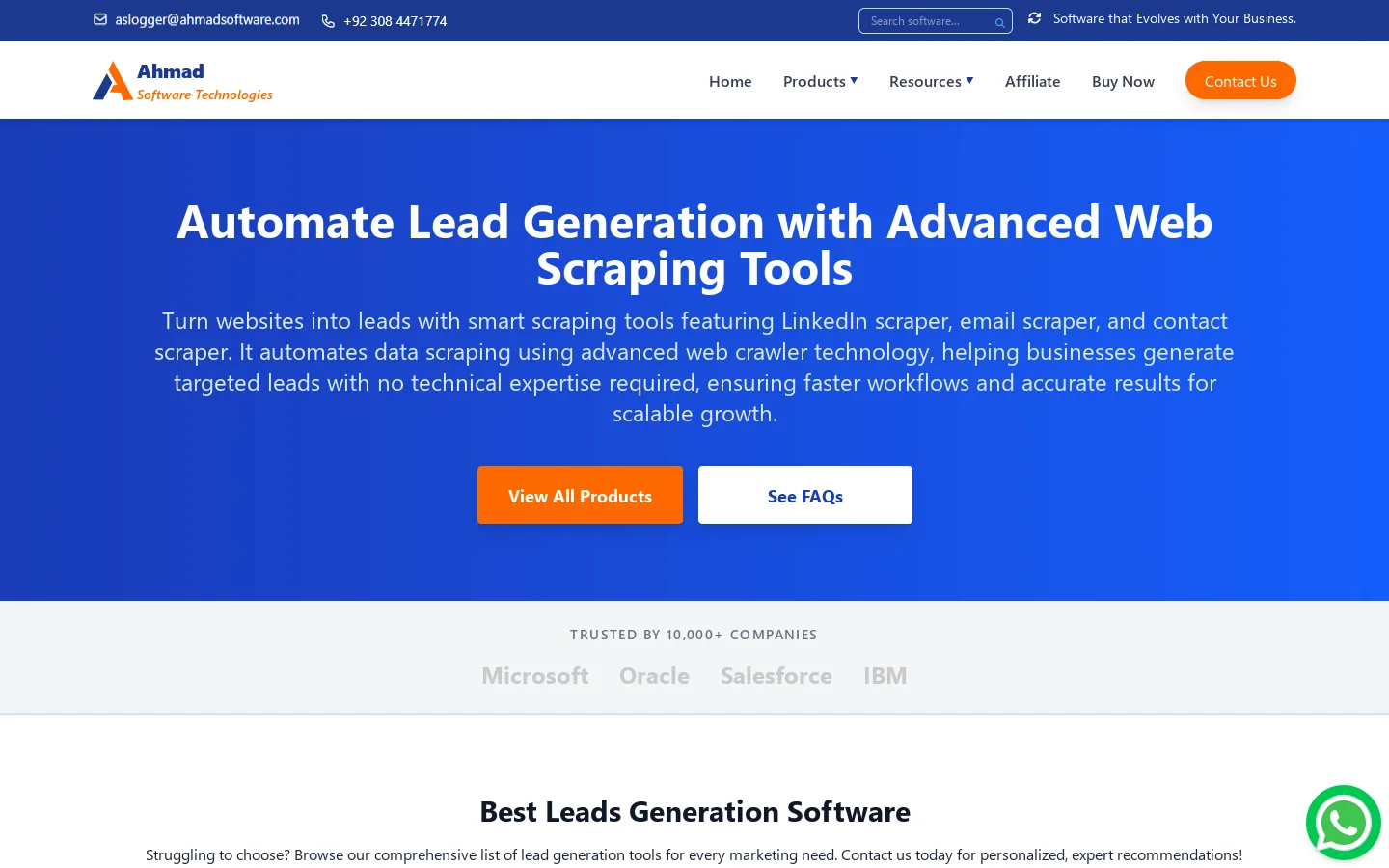 Ahmad Software Homepage screenshot