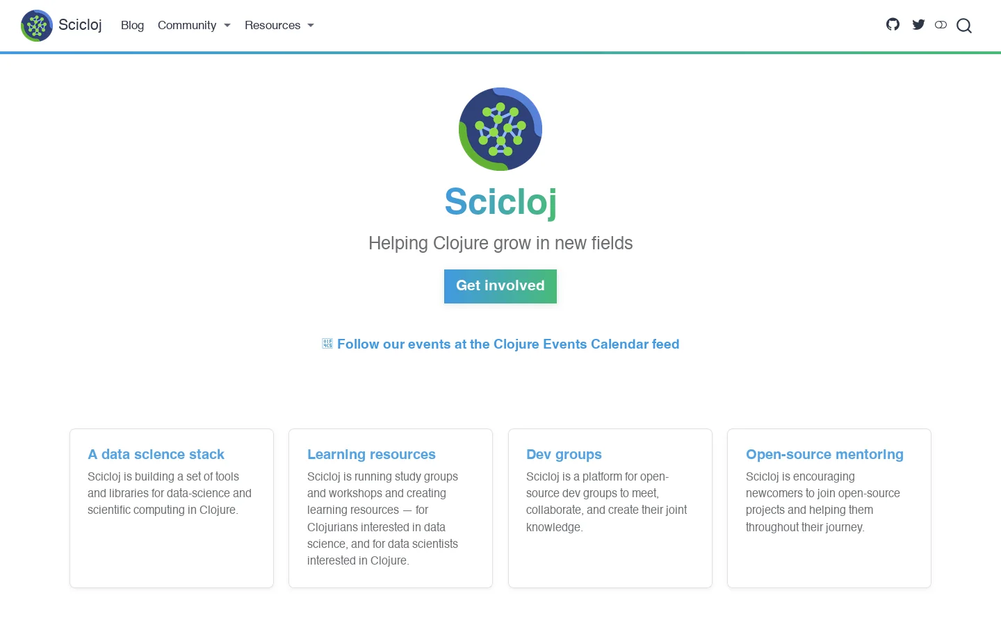Scicloj Homepage screenshot