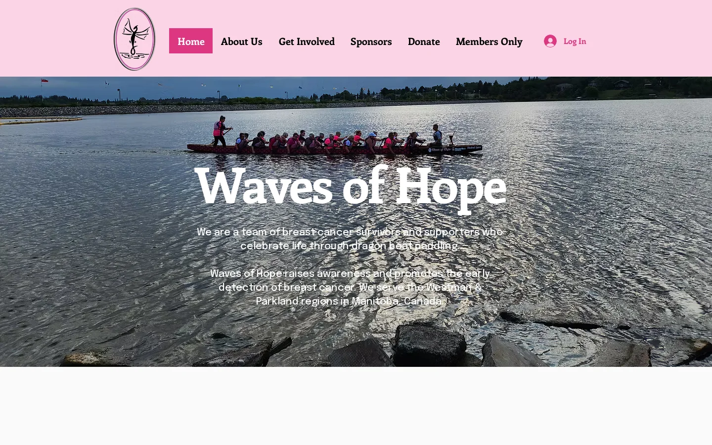 Waves of hope dragon boat team Homepage screenshot