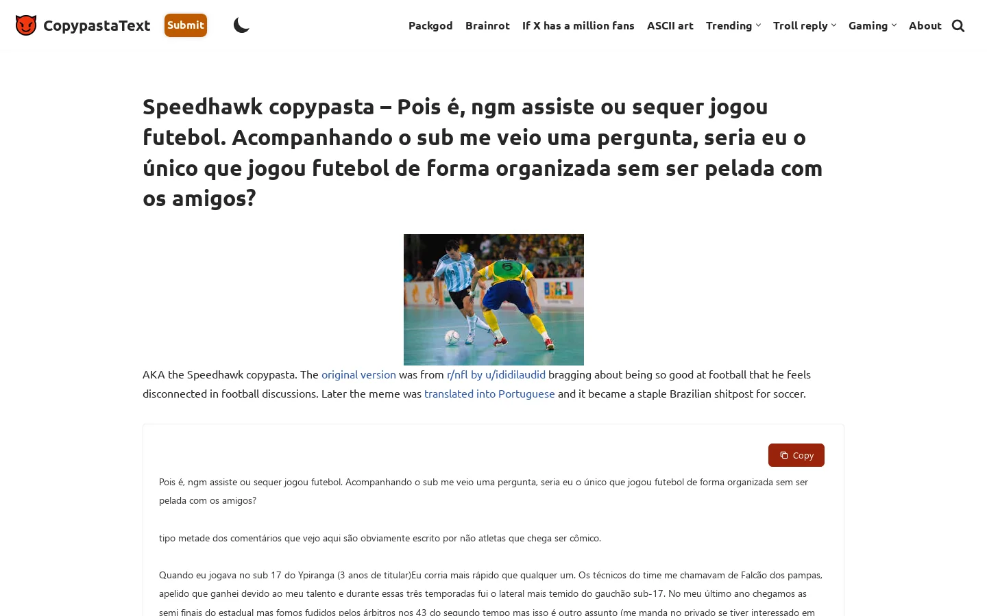 CopypastaText Homepage screenshot
