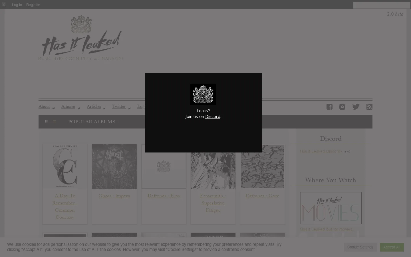 Has it Leaked Homepage screenshot