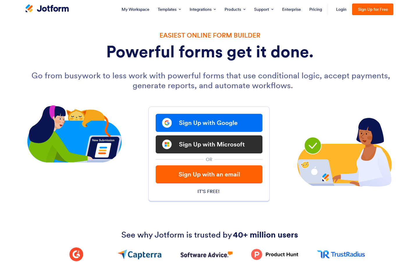 Jotform Homepage screenshot