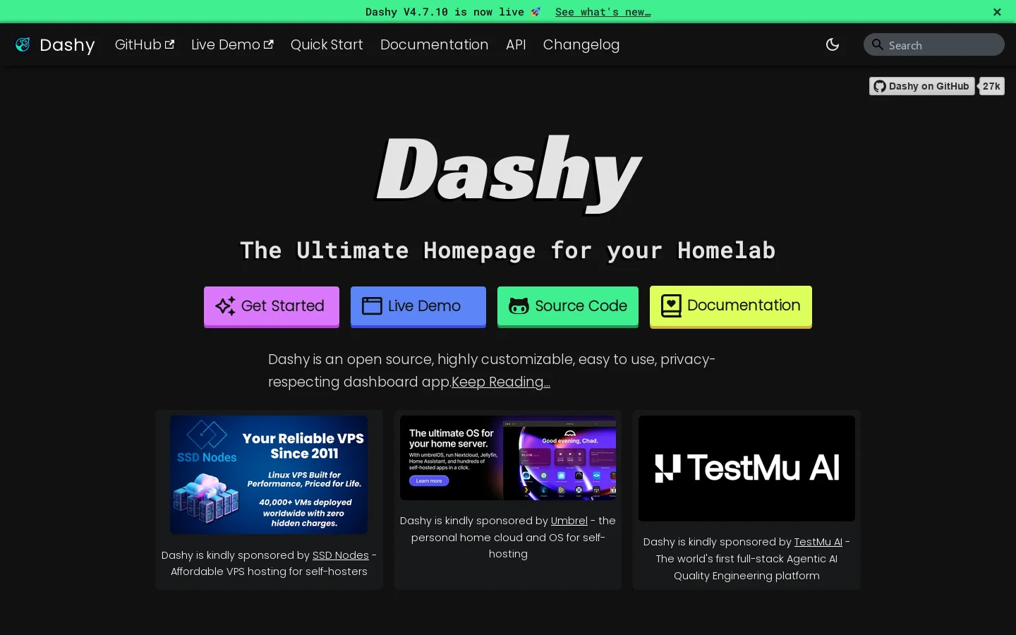 Dashy Homepage screenshot