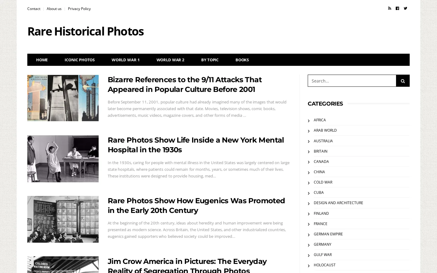 Rare Historical Photos Homepage screenshot
