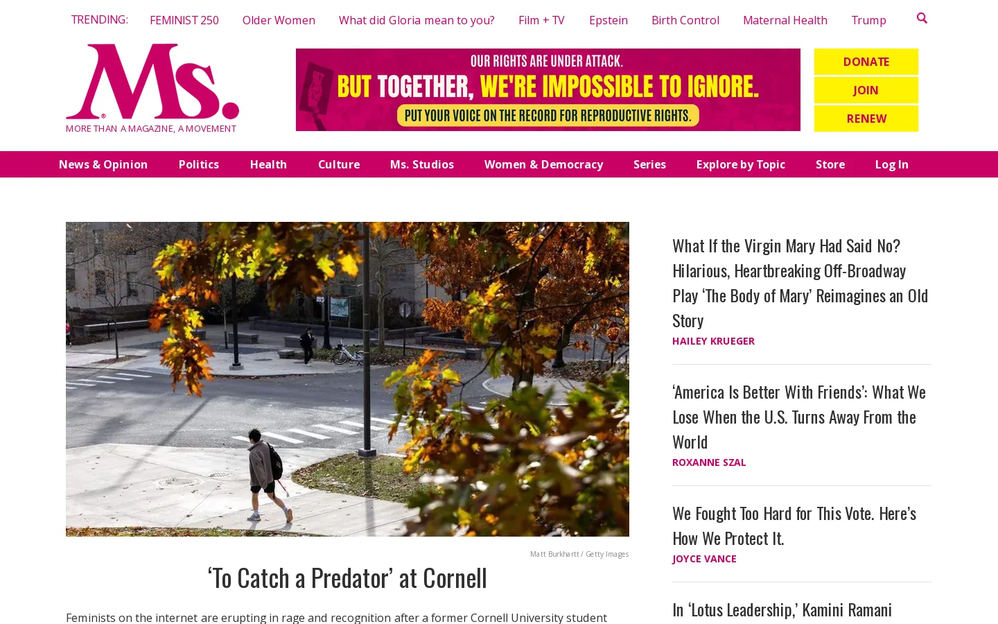 Ms. Magazine Homepage screenshot