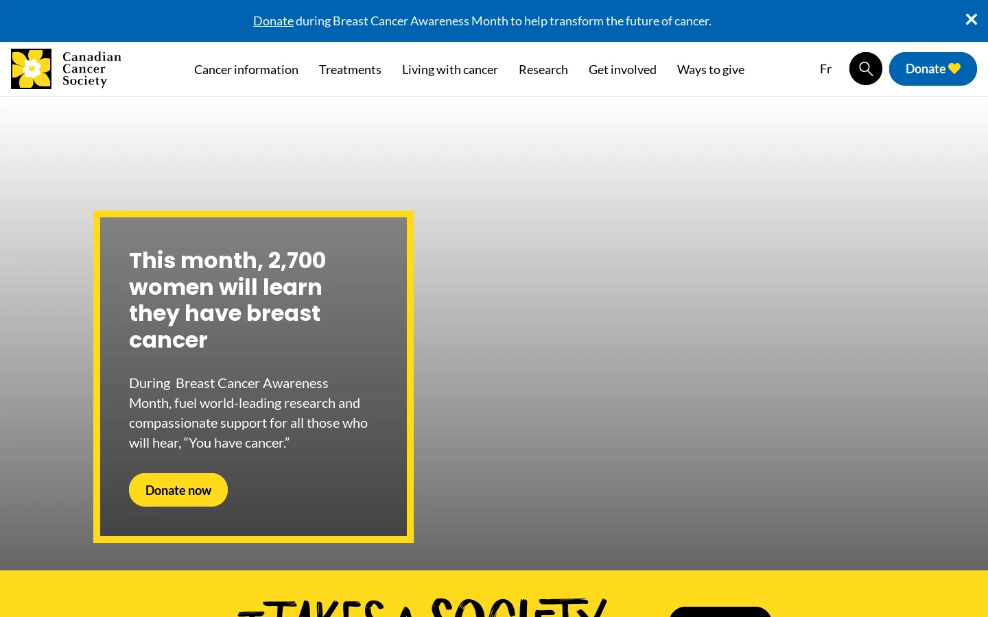 Canadian Cancer Society | Canadian Cancer Society Homepage screenshot